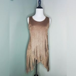 Jasmine faux suede fringe shirt